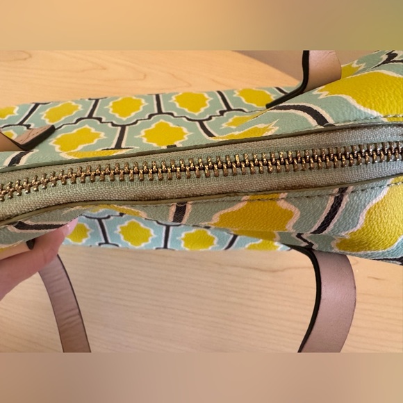 Kate Spade Cabana Tile Damien Bright Blue Green Graphic Satchel Rare - Picture 14 of 15